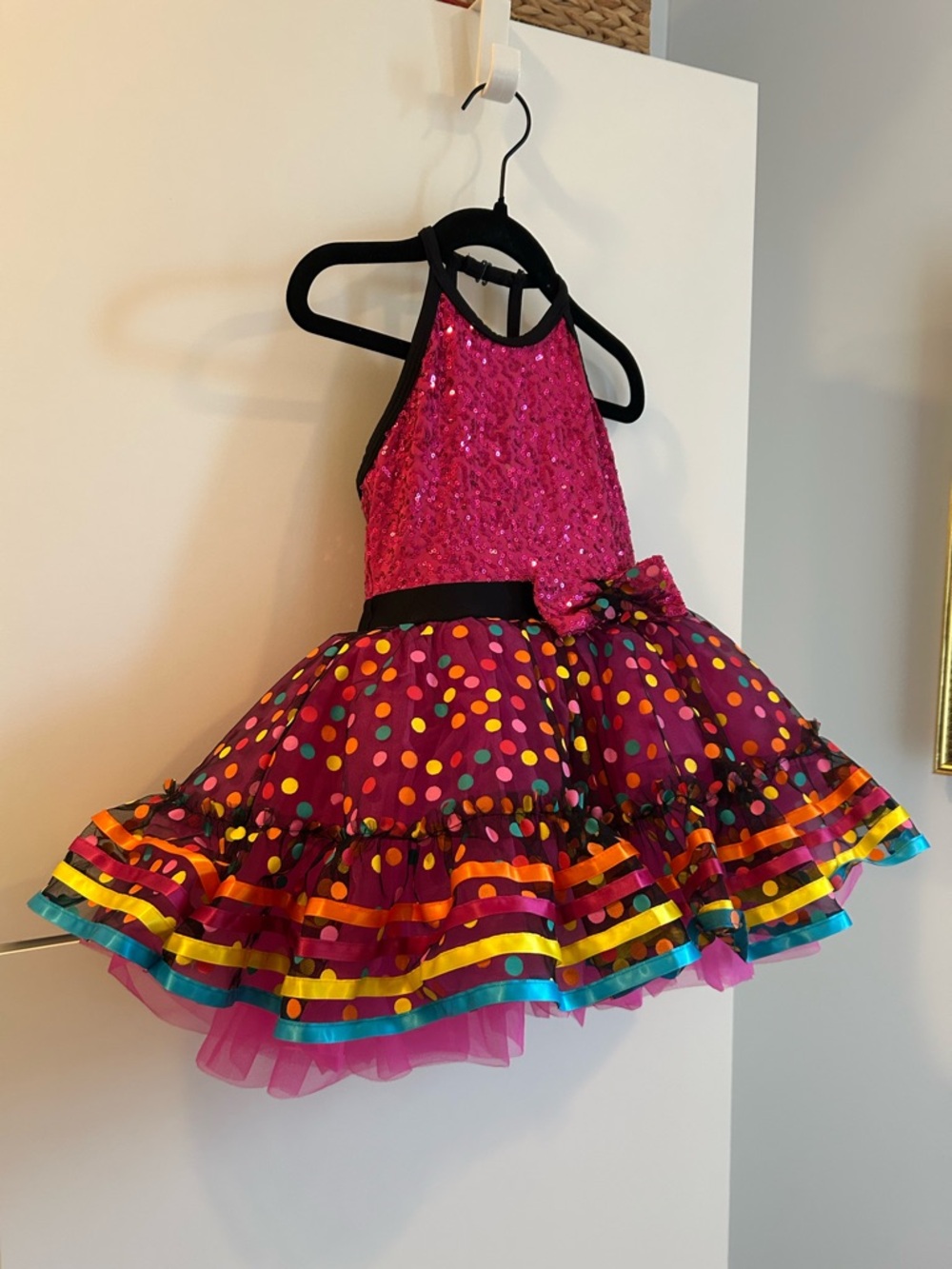 Revolution Hot Pink Sequin Polka Dot Performance Tutu Dance Dress - Size SC - Picture 7 of 14